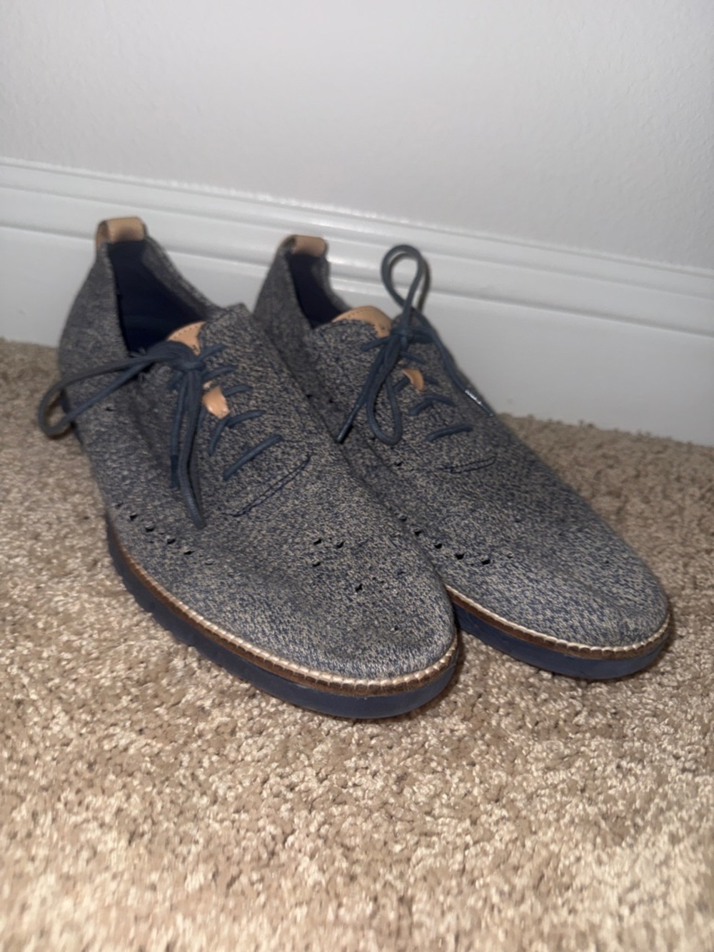Cole Haan Men's Navy Wingtip Stitchlite Oxfords - ZERØGRAND - Size 12